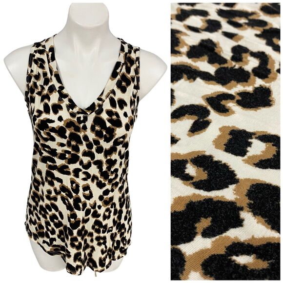 Maurices Top Womens Medium Animal Print Shirt Sleeveless Work Office Casual - Picture 1 of 12